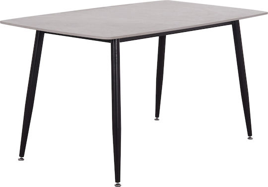 Raven Tisch Speisesaal Grey Marble-black Metal 140x80x74cm