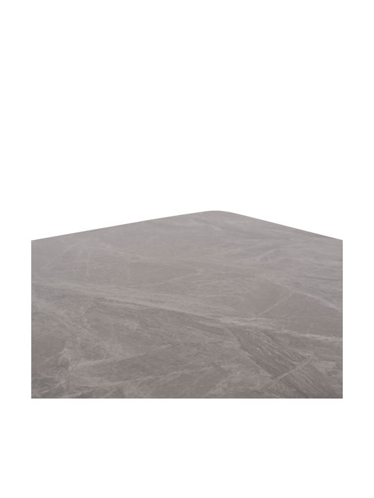 Raven Tisch Speisesaal Grey Marble-black Metal 140x80x74cm