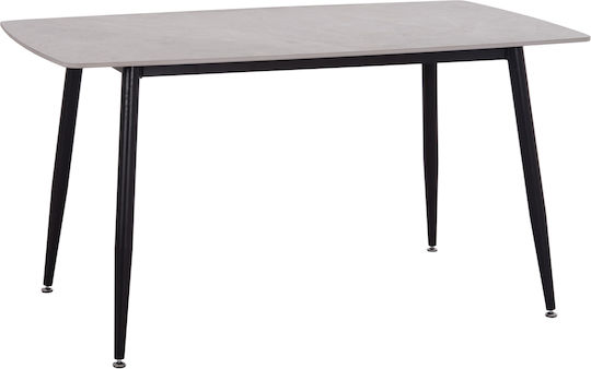Raven Tisch Speisesaal Grey Marble-black Metal 140x80x74cm