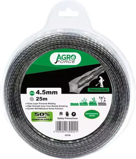 Agroforce Square Twist Brush Cutter Trimmer Line 4.5mm 25m 05708