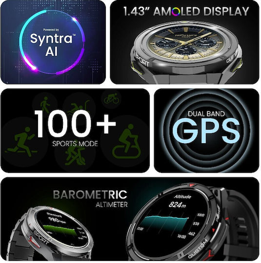 HiFuture Active 54mm Αδιάβροχο Smartwatch με Παλμογράφο (Μαύρο)
