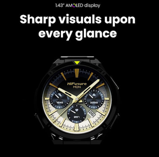 HiFuture Active 54mm Αδιάβροχο Smartwatch με Παλμογράφο (Μαύρο)