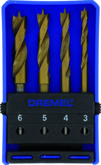 Dremel Σετ 4 Τρυπάνια Τιτανίου με Κυλινδρικό Στέλεχος για Ξύλο