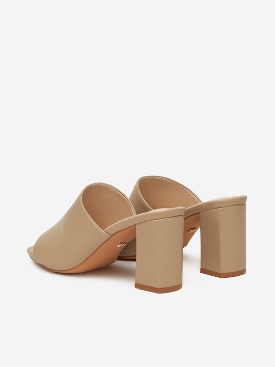 Mules mit Niedrig Absatz in Beige Farbe