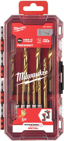 Milwaukee Shockwave Комплект 19 Свредла Титаниева с Шестоъгълна Опашка за Метал