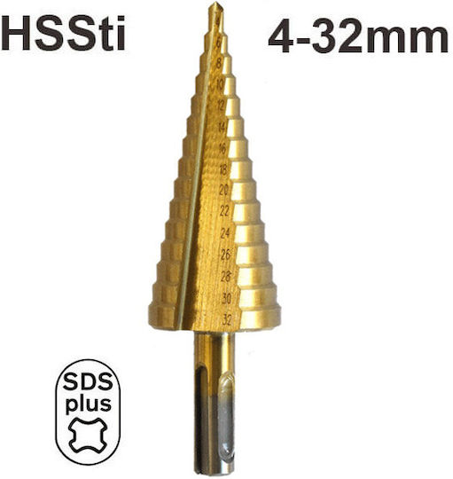 Pasco HSS-Tin 4-32mm Burghiu Conic cu Tija SDS Plus pentru Materiale de construcție