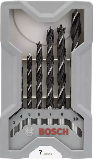 Bosch X-Line Set of 7 Drills with Cylindrical Shank for Wood