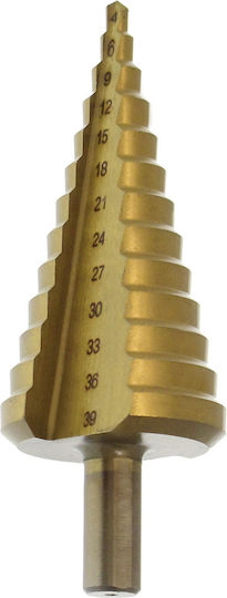 Pasco Conical Drill HSS-Tin cone 4-39mm HSS Titanium with Cylindrical Shank for Metal και Wood 004965