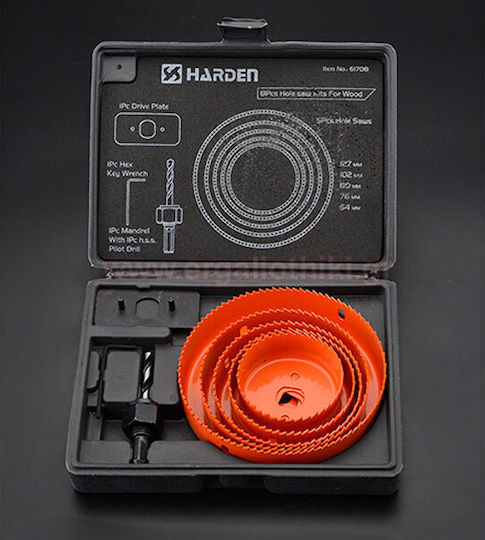 Harden Σετ Ποτηροπρίονα με Διάμετρο από 64mm έως 127mm για Ξύλο και Πλαστικό 1000gr