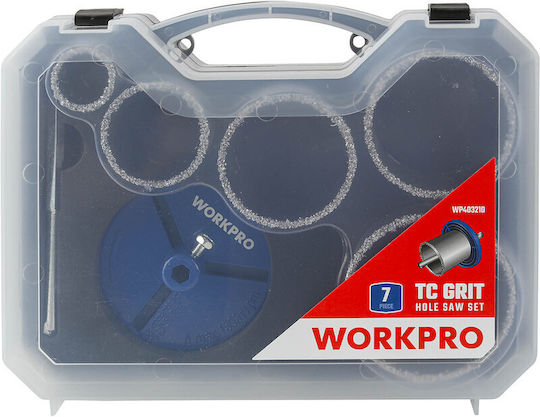 WorkPro Σετ Ποτηροπρίονα Καρβιδίου με Διάμετρο από 33mm έως 83mm για Πλακάκι