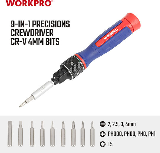 WorkPro Κατσαβίδι Καστάνιας με Μαγνητικές Εναλλασσόμενες Μύτες
