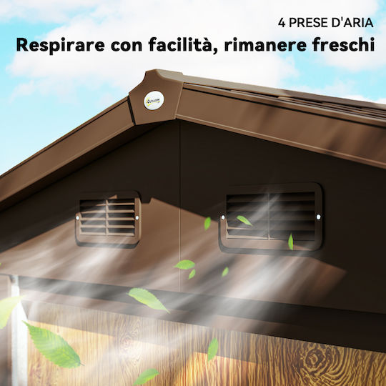 Metallische Gartenhaus mit Lüftungsschlitzen M2.3xB1.5xH2m