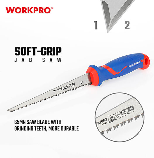 Πριονι Γυψοσανιδας 150mm 6" Wp215016 Workpro Profi Καρτελα