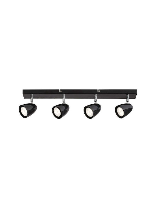 Rabalux Spot with 4 Lights and with Socket GU10 in Black Color