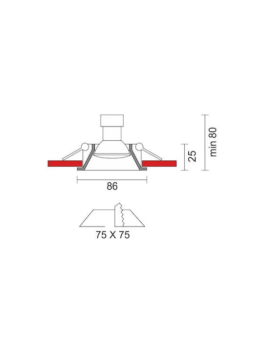 Spot Light Τετράγωνο Πλαστικό Χωνευτό Σποτ με Ντουί GU10 Λευκό 8.6x8.6εκ. 1τμχ