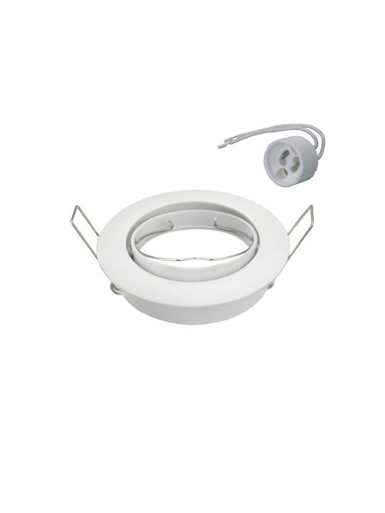Lucas Rund Metallisch Einbau Spot mit Fassung GU10 Weiß 9x9cm. 1Stück