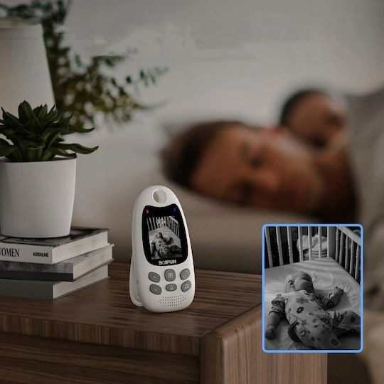 Drahtlose Babyüberwachung mit Kamera & Bildschirm 2" , Zwei-Wege-Kommunikation & Schlaflieder