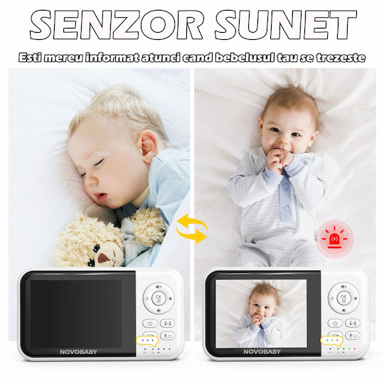 Drahtlose Babyüberwachung mit Kamera & Bildschirm 3.2" , Zwei-Wege-Kommunikation & Schlaflieder