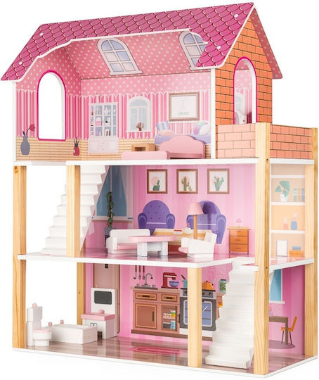 Lulilo Tulip Casă de Păpuși din Lemn 70 Cm Accesorii Incluse Roz