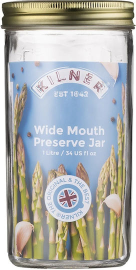 KIlner Βάζο Ζυμαρικών με Αεροστεγές Καπάκι Γυάλινο Διάφανο 1000ml