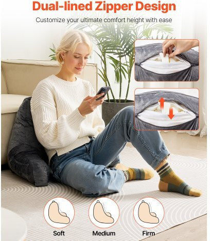 Vevor Μαξιλάρι Πλάτης με Memory Foam 15x18x10cm σε Γκρι χρώμα CGYDZSTANDARWEC2U001V0