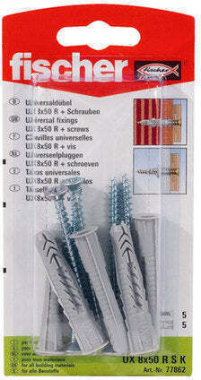 fischer Βύσμα με Ροδέλα & Βίδα 8x50mm Ούπα Πλαστικό 8x50mm 5τμχ