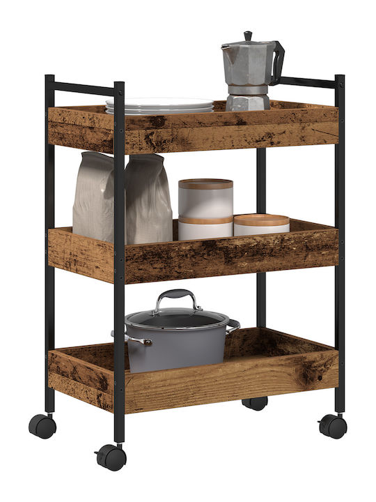 vidaXL Kitchen Trolley Wooden Brown 50x30x70cm