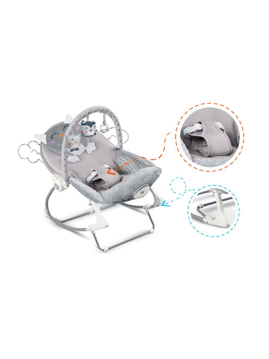 Electric Relax pentru Bebeluși Sleepy Owl cu Vibrații Gri pentru Copil până la 18kg