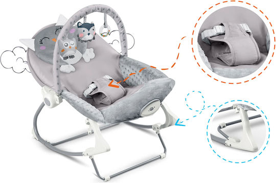 Ηλεκτρικό Relax Μωρού Sleepy Owl με Δόνηση Γκρι για Παιδί έως 18kg