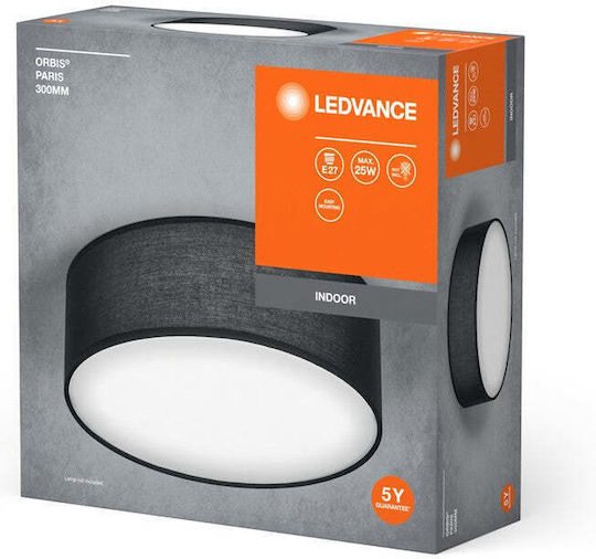 Ledvance Πλαφονιέρα Οροφής Μαύρη με Ντουί E27