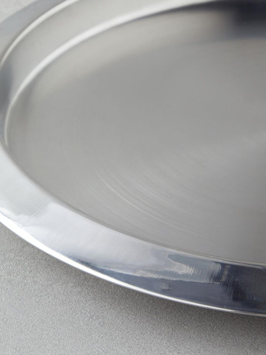 Excellent Houseware Неръждаем Кръгъл Поднос за сервиране в Сребрист Цвят 35см 1бр