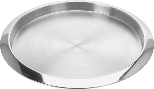 Excellent Houseware Неръждаем Кръгъл Поднос за сервиране в Сребрист Цвят 35см 1бр