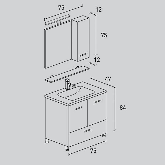Pro Bagno Πάγκος χωρίς Νιπτήρα Μπεζ Pro Bagno Πάγκος χωρίς Νιπτήρα Μπεζ