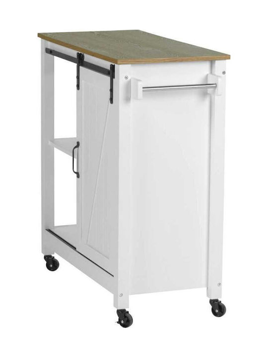 Wenko Wooden Kitchen Trolley 4 Tiers Green 80x40x88.5cm