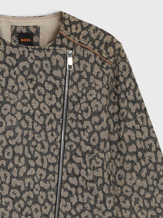 Damen Bikerjacke Leopard Print