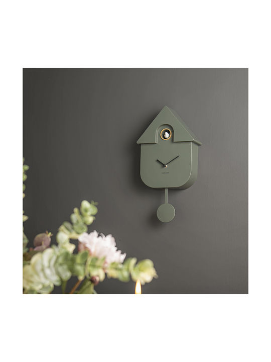 Karlsson Modern Cuckoo Wall Clock Plastic With Pendulum Green 21.5x41cm