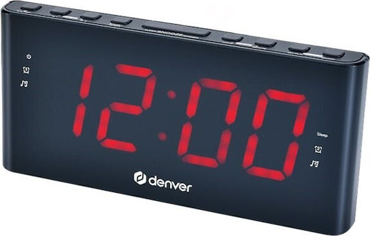 Denver CPR-710 Tischuhr Digital LED mit Wecker & Tischradio Schwarz