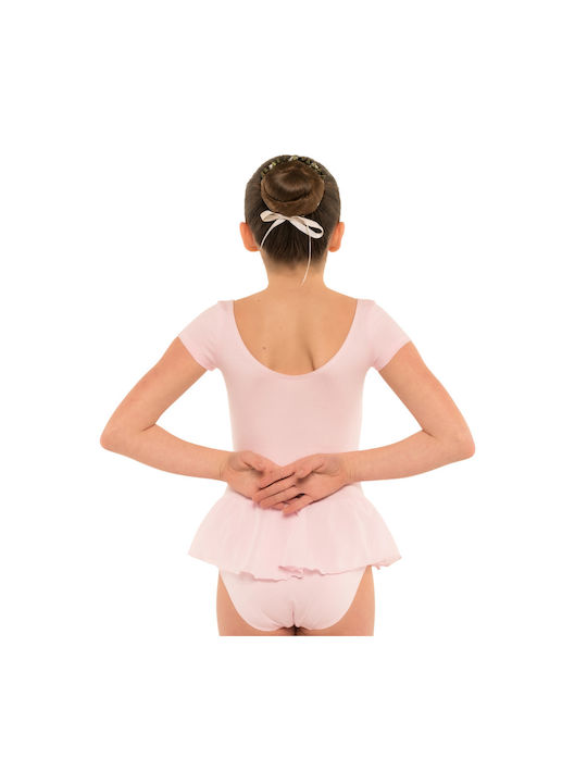 Short-sleeved Kids Dance Bodysuit Pink