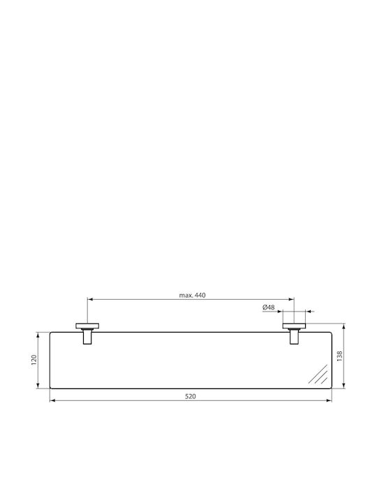 Ideal Standard Iom Επιτοίχια Ραφιέρα Μπάνιου Γυάλινη 52x13.6x4.8cm Μαύρη
