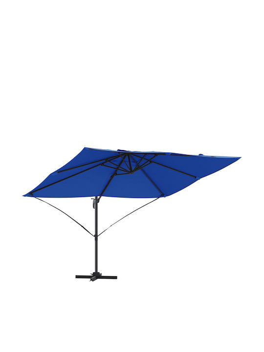 Hängender Quadratischer Aluminium-Garten- und Terrassen-Sonnenschirm Hellblau 2,5x2,5xH2,6m