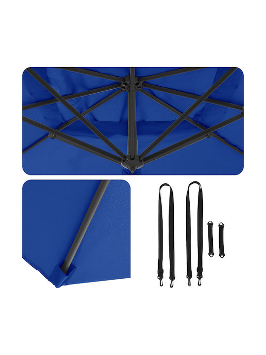 Hängender Quadratischer Aluminium-Garten- und Terrassen-Sonnenschirm Hellblau 2,5x2,5xH2,6m