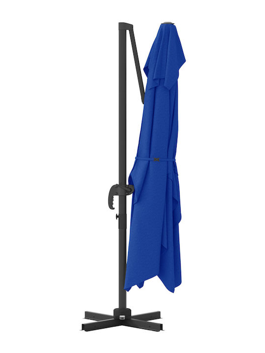 Hängender Quadratischer Aluminium-Garten- und Terrassen-Sonnenschirm Hellblau 2,5x2,5xH2,6m
