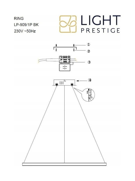 Light Prestige Κρεμαστό Φωτιστικό Μαύρο LED