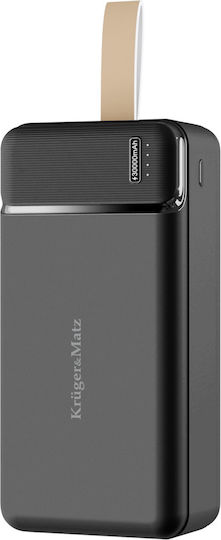 Kruger & Matz Power Bank 30000mAh 22.5W With 2 USB-A Output Ports And USB-C Power Delivery Quick Charge Port Black