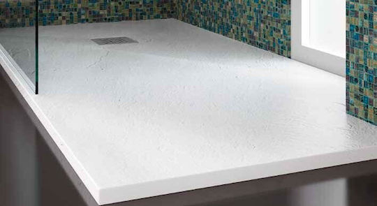 Karag Rectangular Artificial Stone Shower Bianco Pietra 80x100x2.5cm