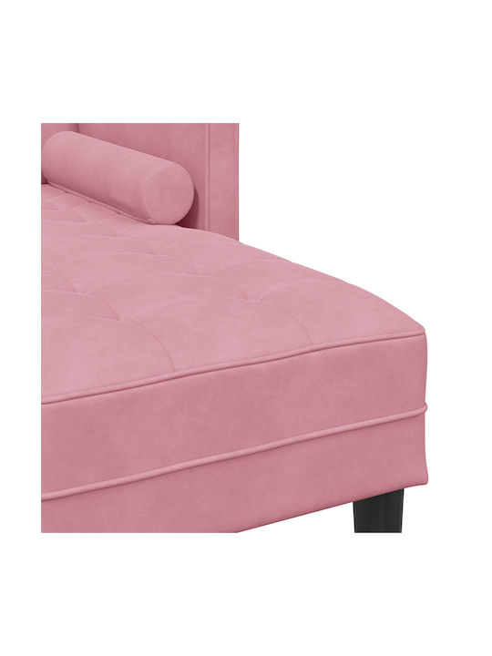 Colțar Canapea Catifea Roz Cu Perne Decorative 173x131x67cm