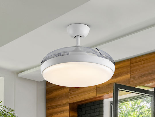 Ceiling Fan 50cm with Light Fixture White