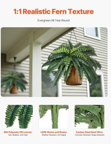 Artificial Decorative Branch Fern Green 25cm 2pcs Vevor