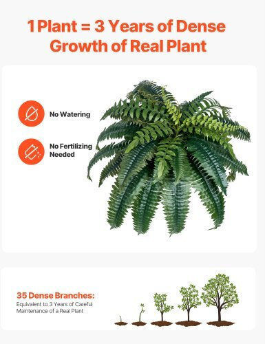 Artificial Decorative Branch Fern Green 25cm 2pcs Vevor
