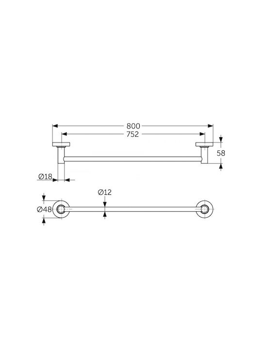 Ideal Standard Calea ferată de Baie Simplă De Perete cu șuruburi Argintiu